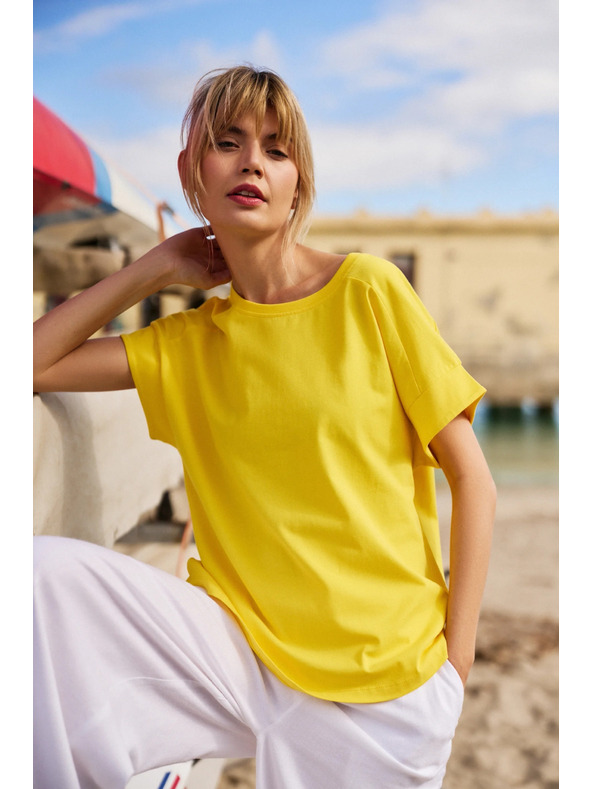 Moodo Damen-Baumwoll-T-Shirt Moodo – gelb