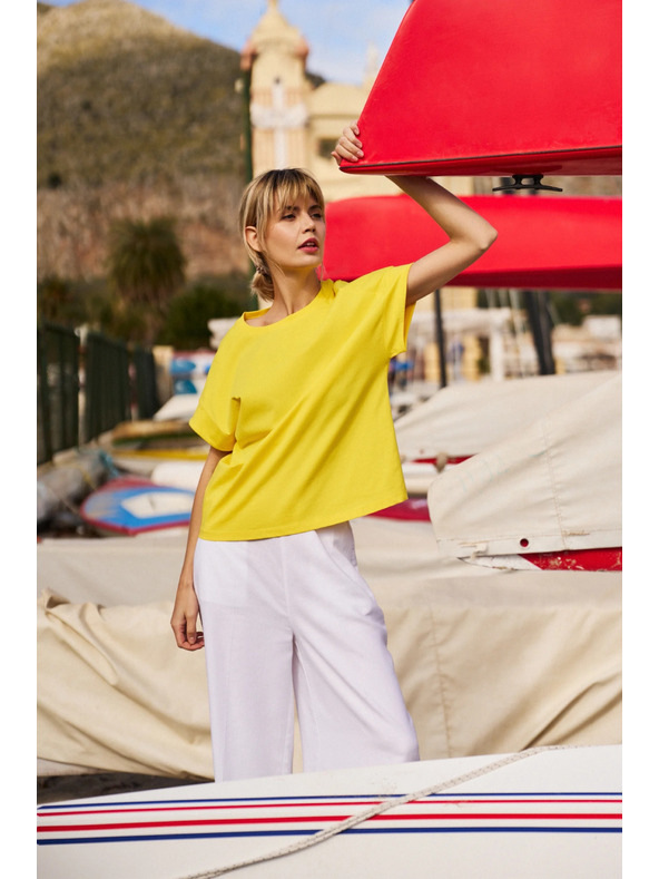 Moodo Damen-Baumwoll-T-Shirt Moodo – gelb