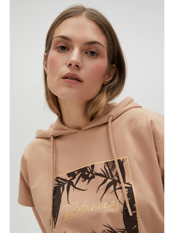 Moodo Beiges Sweatshirt-Top mit Kapuze