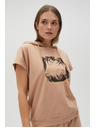 Moodo Beiges Sweatshirt-Top mit Kapuze
