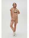 Moodo Beiges Sweatshirt-Top mit Kapuze