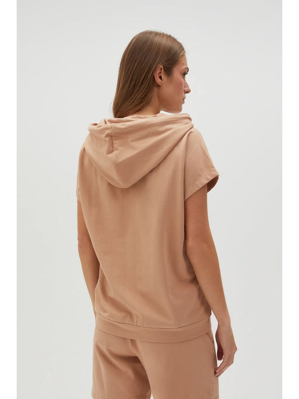 Moodo Beiges Sweatshirt-Top mit Kapuze