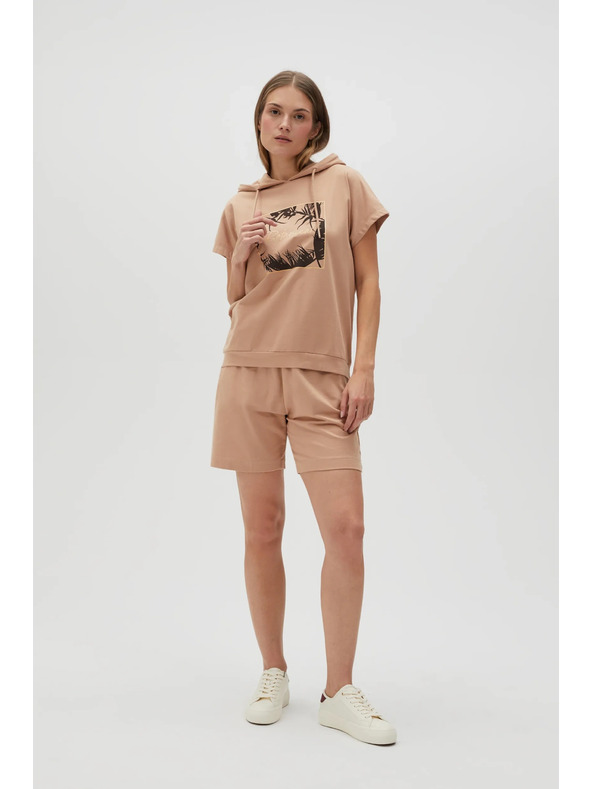 Moodo Beiges Sweatshirt-Top mit Kapuze