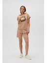 Moodo Beiges Sweatshirt-Top mit Kapuze