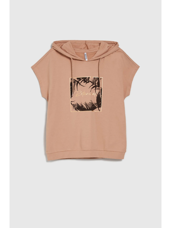 Moodo Beiges Sweatshirt-Top mit Kapuze