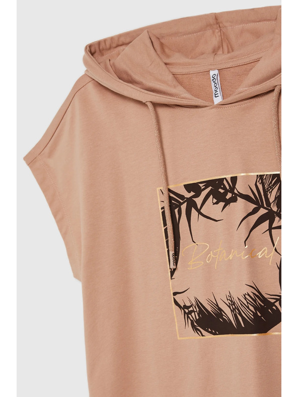 Moodo Beiges Sweatshirt-Top mit Kapuze