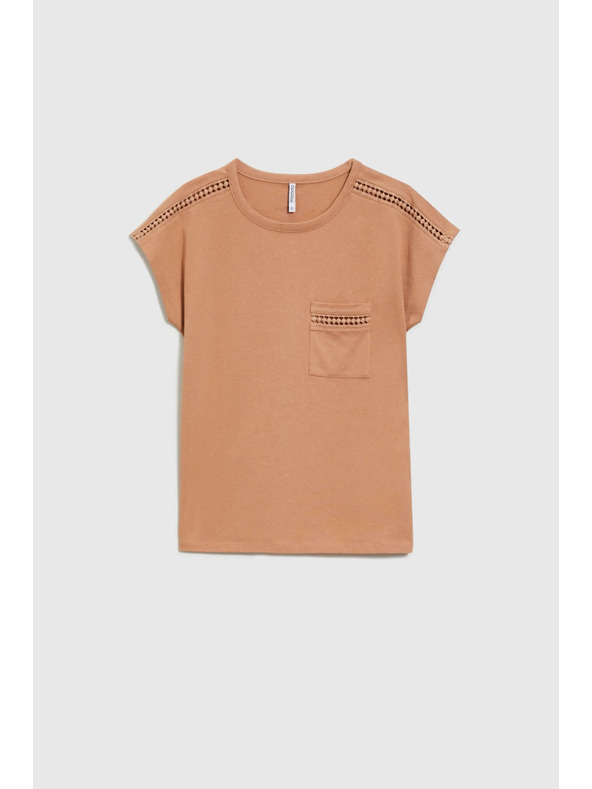 Moodo Damen-T-Shirt mit Tasche Moodo – dunkelbraun