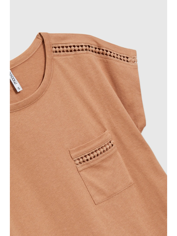Moodo Damen-T-Shirt mit Tasche Moodo – dunkelbraun