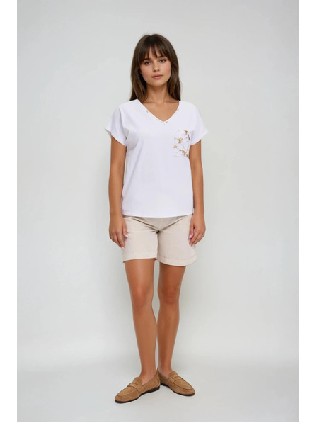 Moodo Damen-Baumwoll-T-Shirt Moodo – weiß