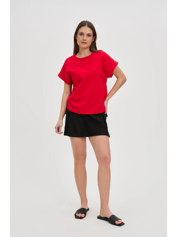 Moodo Damen-Baumwoll-T-Shirt Moodo – rot