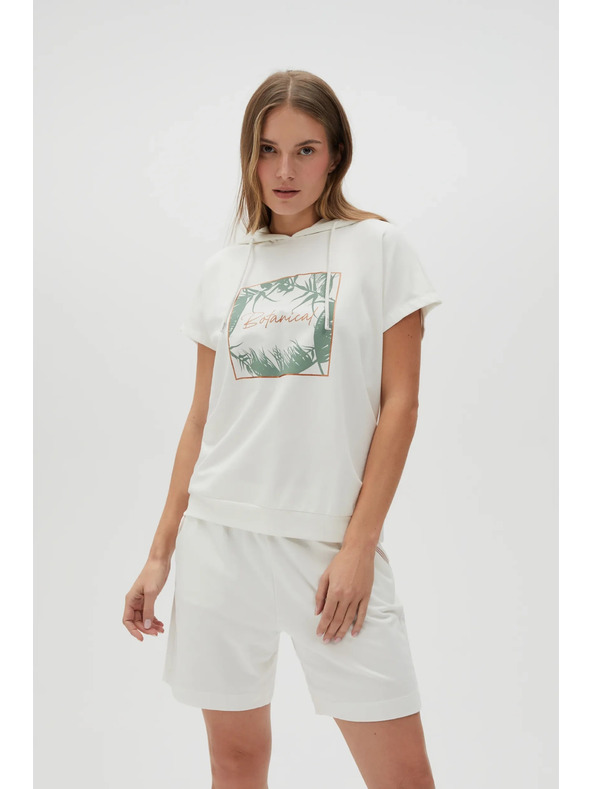 Moodo Weißes Sweatshirt-Top mit Kapuze