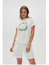 Moodo Weißes Sweatshirt-Top mit Kapuze