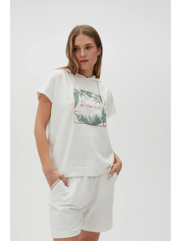 Moodo Weißes Sweatshirt-Top mit Kapuze