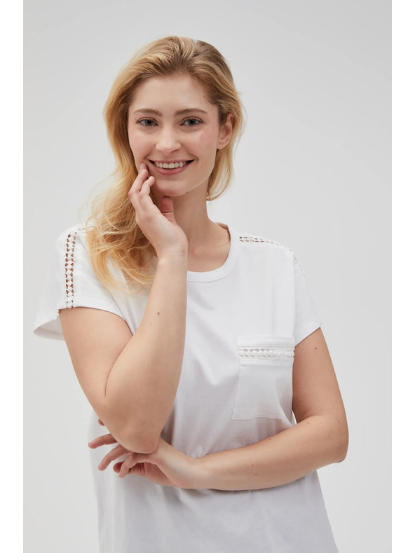 Moodo Damen-T-Shirt mit Tasche Moodo – weiß