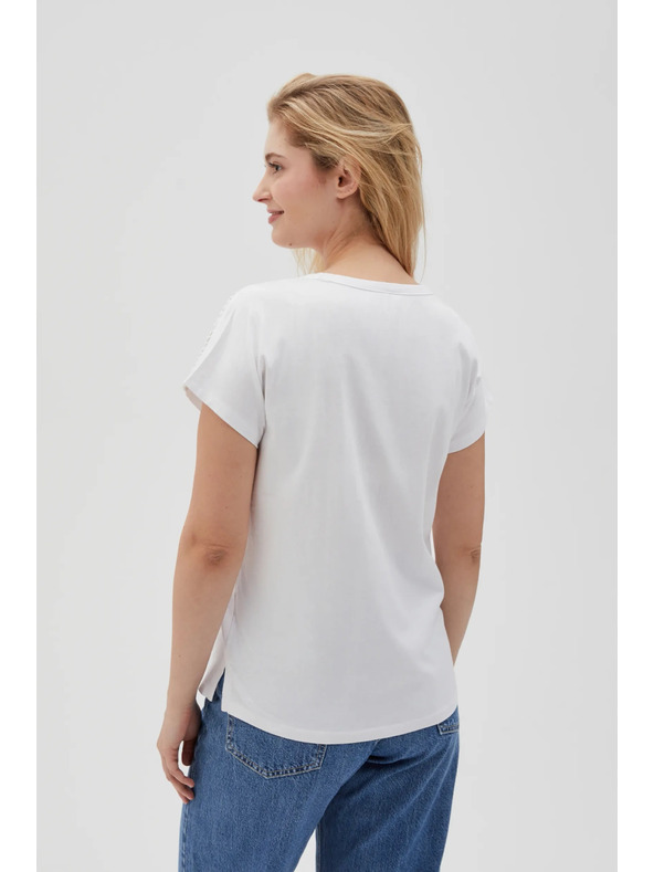 Moodo Damen-T-Shirt mit Tasche Moodo – weiß