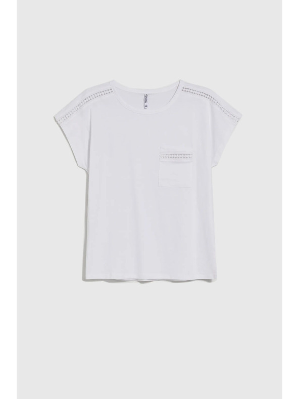 Moodo Damen-T-Shirt mit Tasche Moodo – weiß