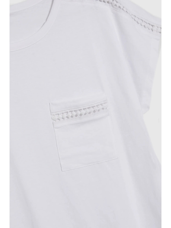 Moodo Damen-T-Shirt mit Tasche Moodo – weiß