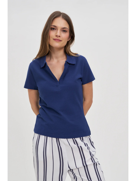 Moodo Blaues Damen-Polo-T-Shirt