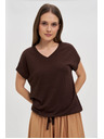 Moodo Braunes Damen-T-Shirt mit Bindung