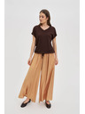 Moodo Braunes Damen-T-Shirt mit Bindung