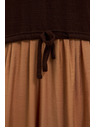 Moodo Braunes Damen-T-Shirt mit Bindung