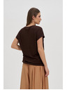Moodo Braunes Damen-T-Shirt mit Bindung