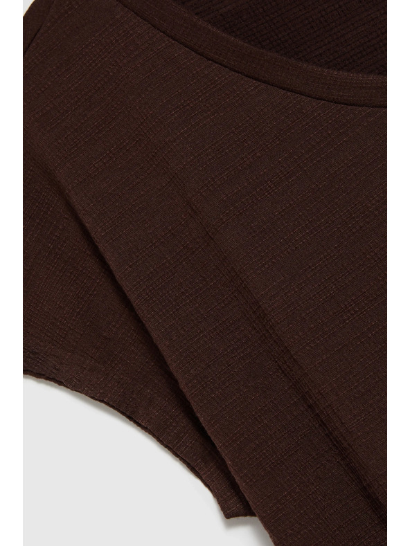 Moodo Braunes Damen-T-Shirt mit Bindung