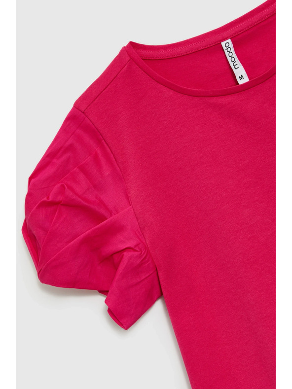 Moodo Rosa Top mit gerafften Ärmeln