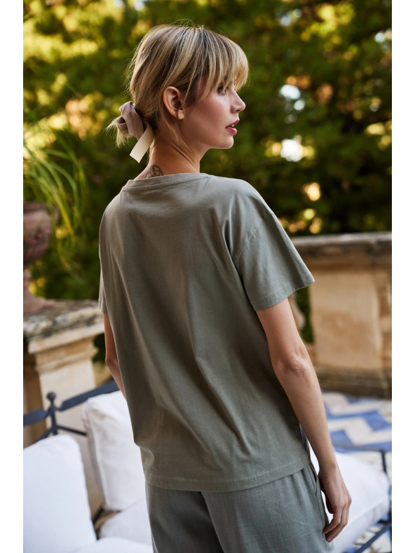 Moodo Damen-T-Shirt Moodo mit Blumenapplikation