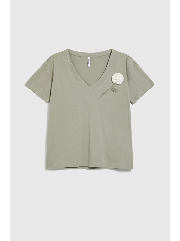 Moodo Damen-T-Shirt Moodo mit Blumenapplikation