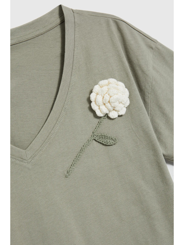 Moodo Damen-T-Shirt Moodo mit Blumenapplikation