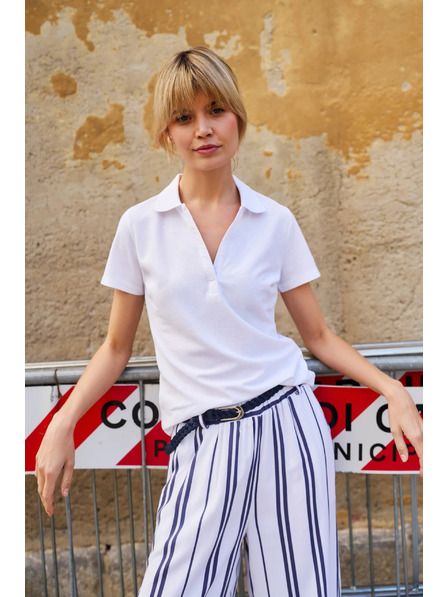 Moodo Weißes Damen-Polo-T-Shirt