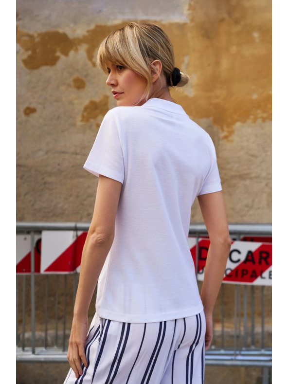 Moodo Weißes Damen-Polo-T-Shirt