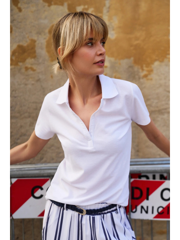 Moodo Weißes Damen-Polo-T-Shirt