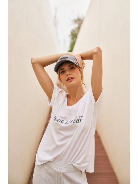 Moodo Damen-Baumwoll-T-Shirt Moodo – weiß