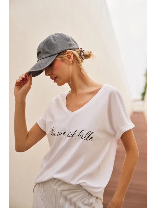 Moodo Damen-Baumwoll-T-Shirt Moodo – weiß