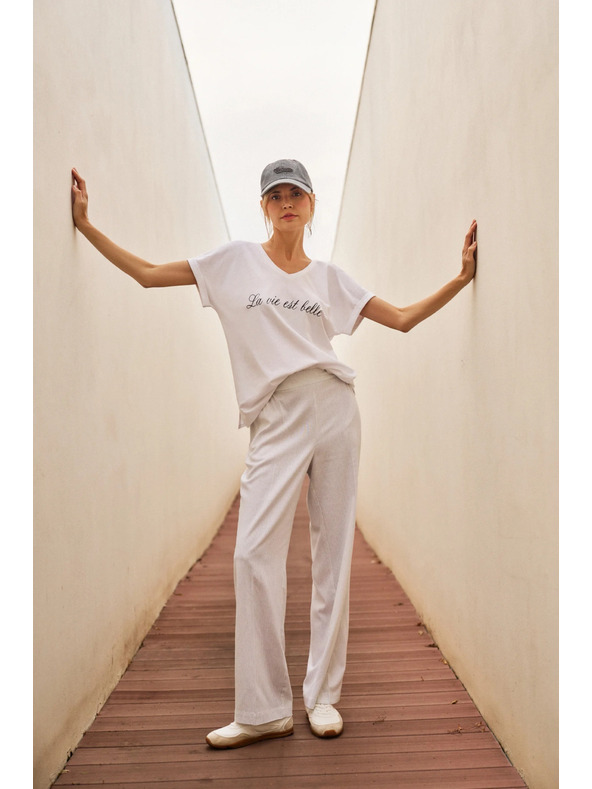 Moodo Damen-Baumwoll-T-Shirt Moodo – weiß