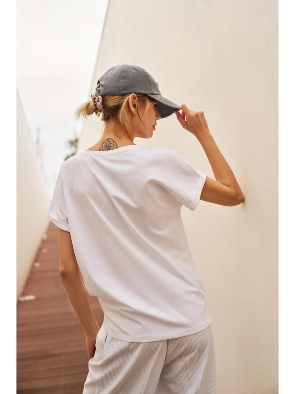 Moodo Damen-Baumwoll-T-Shirt Moodo – weiß