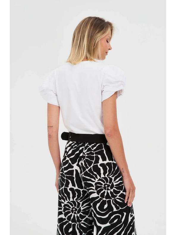 Moodo Weißes Top mit gerafften Ärmeln