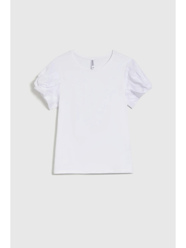 Moodo Weißes Top mit gerafften Ärmeln