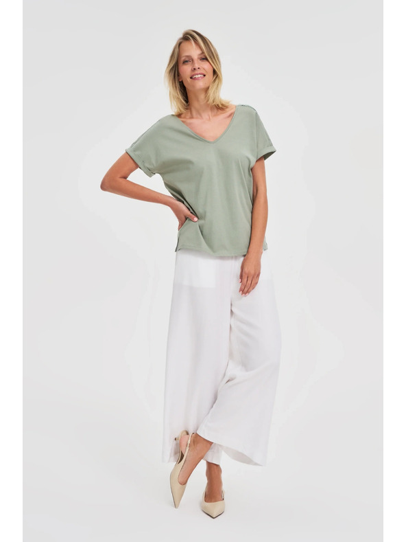 Moodo Grüner Damen-Top mit transparentem Rücken