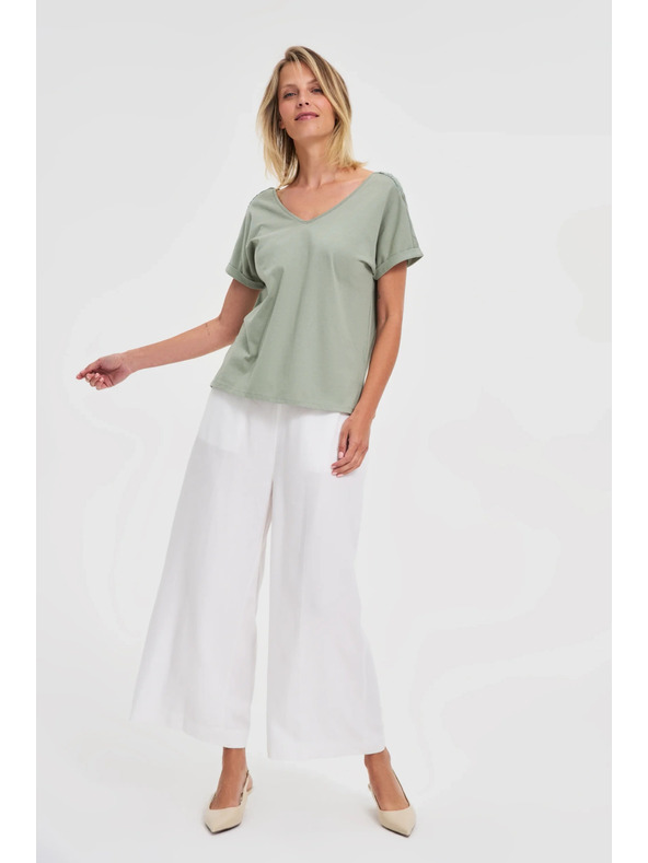 Moodo Grüner Damen-Top mit transparentem Rücken