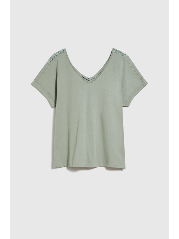 Moodo Grüner Damen-Top mit transparentem Rücken