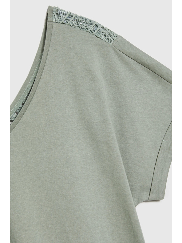 Moodo Grüner Damen-Top mit transparentem Rücken