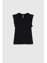 Moodo Schwarzes Damen-Baumwoll-T-Shirt mit Volants