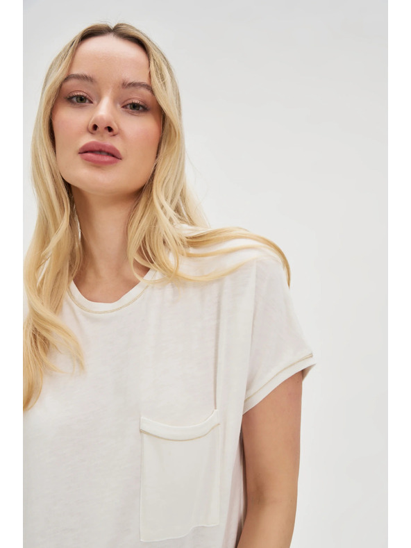 Moodo Damen-Top mit Tasche - weiß