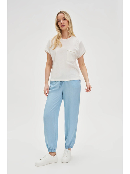 Moodo Damen-Top mit Tasche - weiß