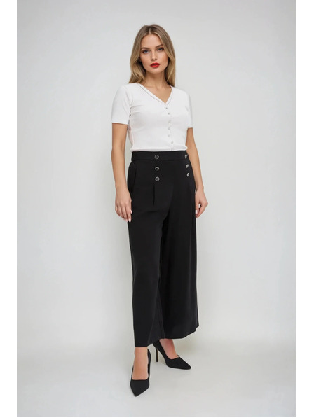 Moodo Weißes Damen-T-Shirt mit Knöpfen