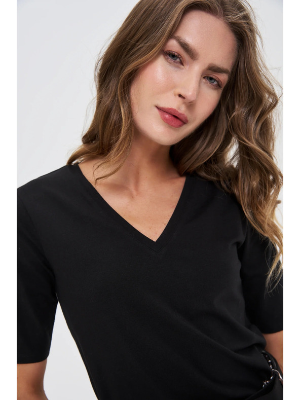 Moodo Schwarzes Basic-Top mit 3/4-Ärmeln von Moodo