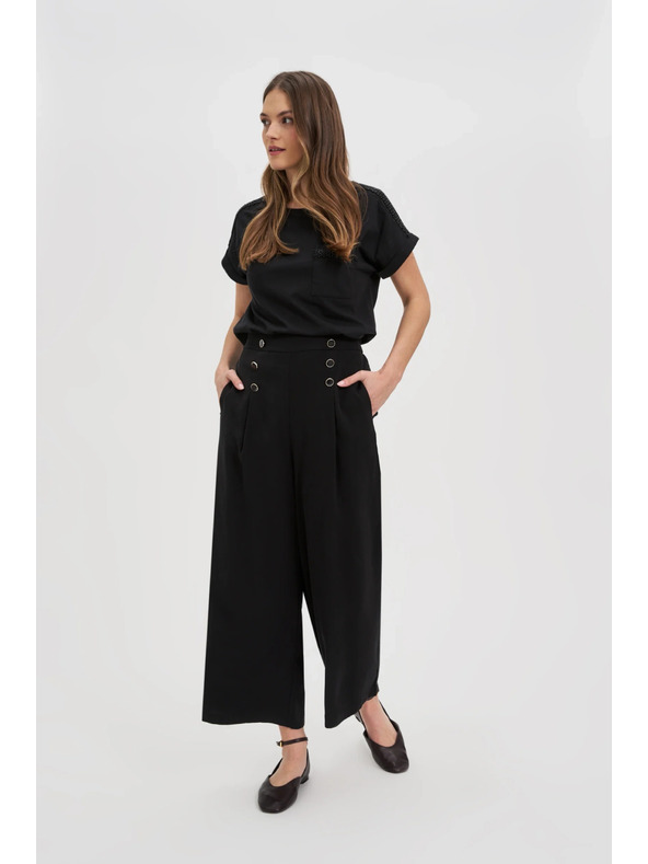 Moodo Damen-T-Shirt mit Perlen von Moodo – schwarz